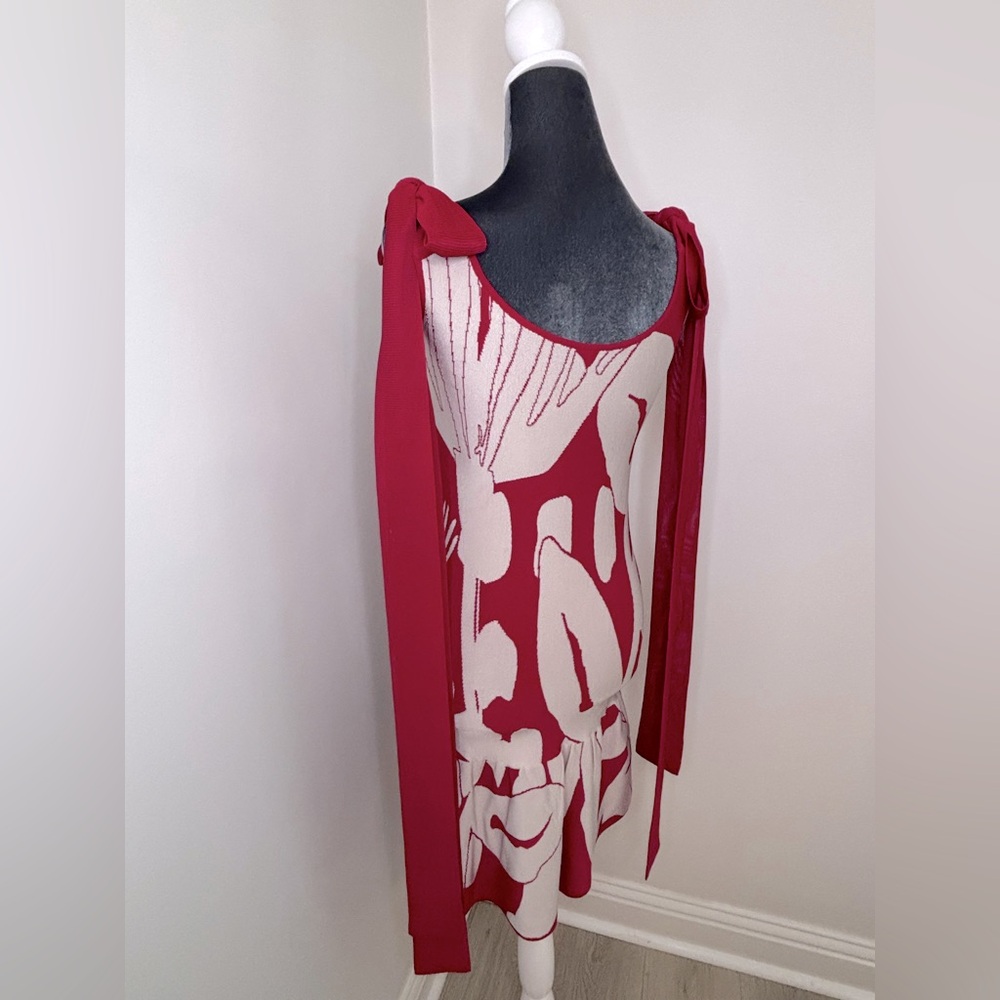PepaPombo Red & White Floral Dress With Tie Shoulder Details Size Xs - Picture 5 of 10